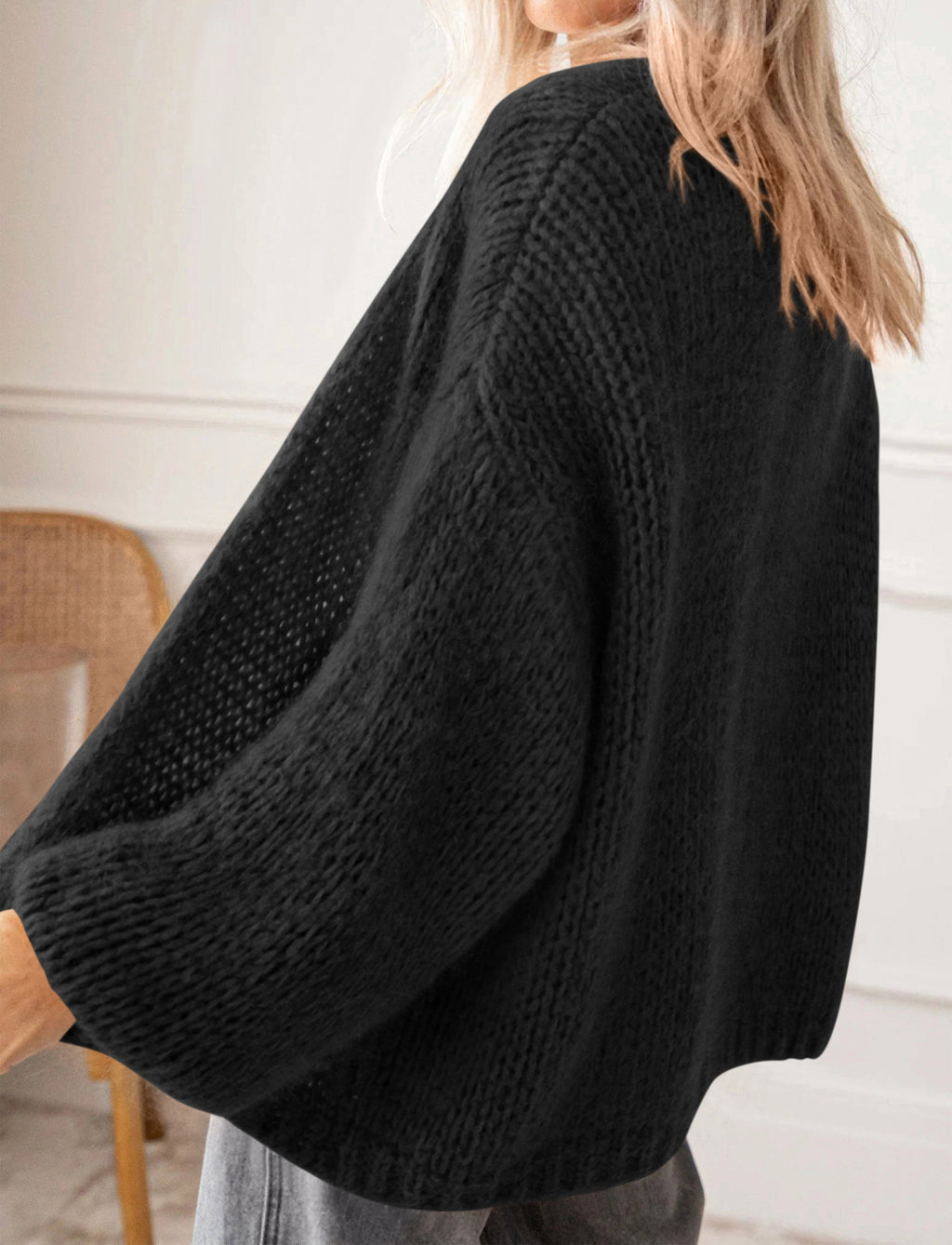 BTFBM Cardigan Sweaters for Women Fall Fashion Clothes 2026 | No Button No Pocket Design, Chunky Knit Open Front Cardigans, Ribbed Cuff Long Sleeve Sweater, Loose Winter Coat Clothing
