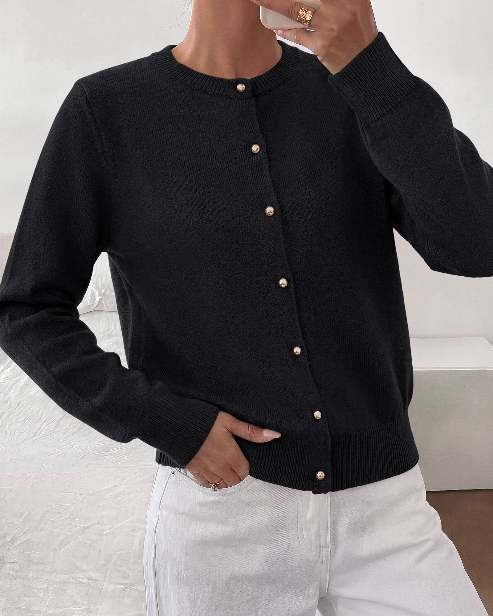BTFBM Button Cardigan Sweaters for Women Fall Clothes 2026  Ribbed Knit Open Front Cardigan, Long Sleeve Sweater, Cozy Soft Stretchy Outerwear, Relaxed Fit, 2026 Trendy Winter Outfits