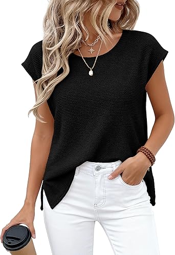 BTFBM Sweater Vest Women 2026 Spring Summer Cap Sleeve Crew Neck Casual Loose Business Tops Western Vacation Outfits