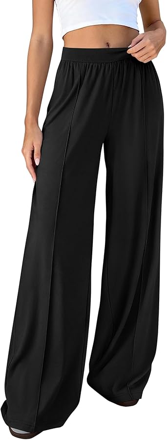 BTFBM Palazzo Pants for Women 2026 Spring Summer Casual Lounge Pants High Waist Flowy Trousers Baggy Wide Leg Sweatpants