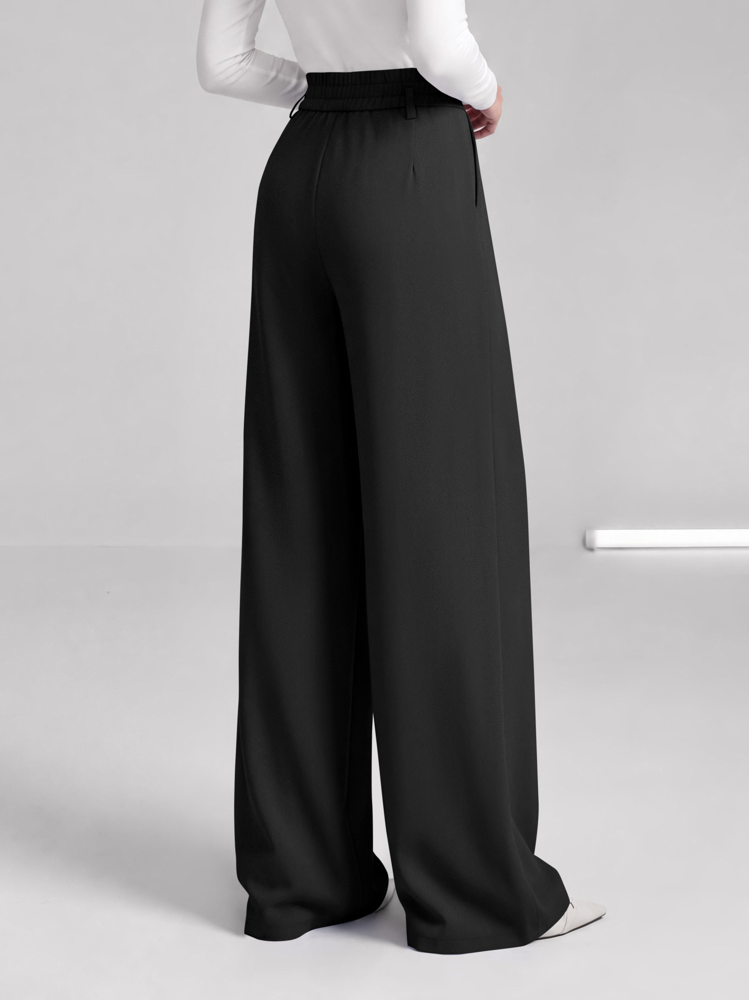 BTFBM Wide Leg Dress Pants Women Business Casual Outfits | Elastic High Waisted Palazzo Pants, Button Zip Up Closure, Pleated Office Work Trousers With Pockets, Fall Fashion 2026