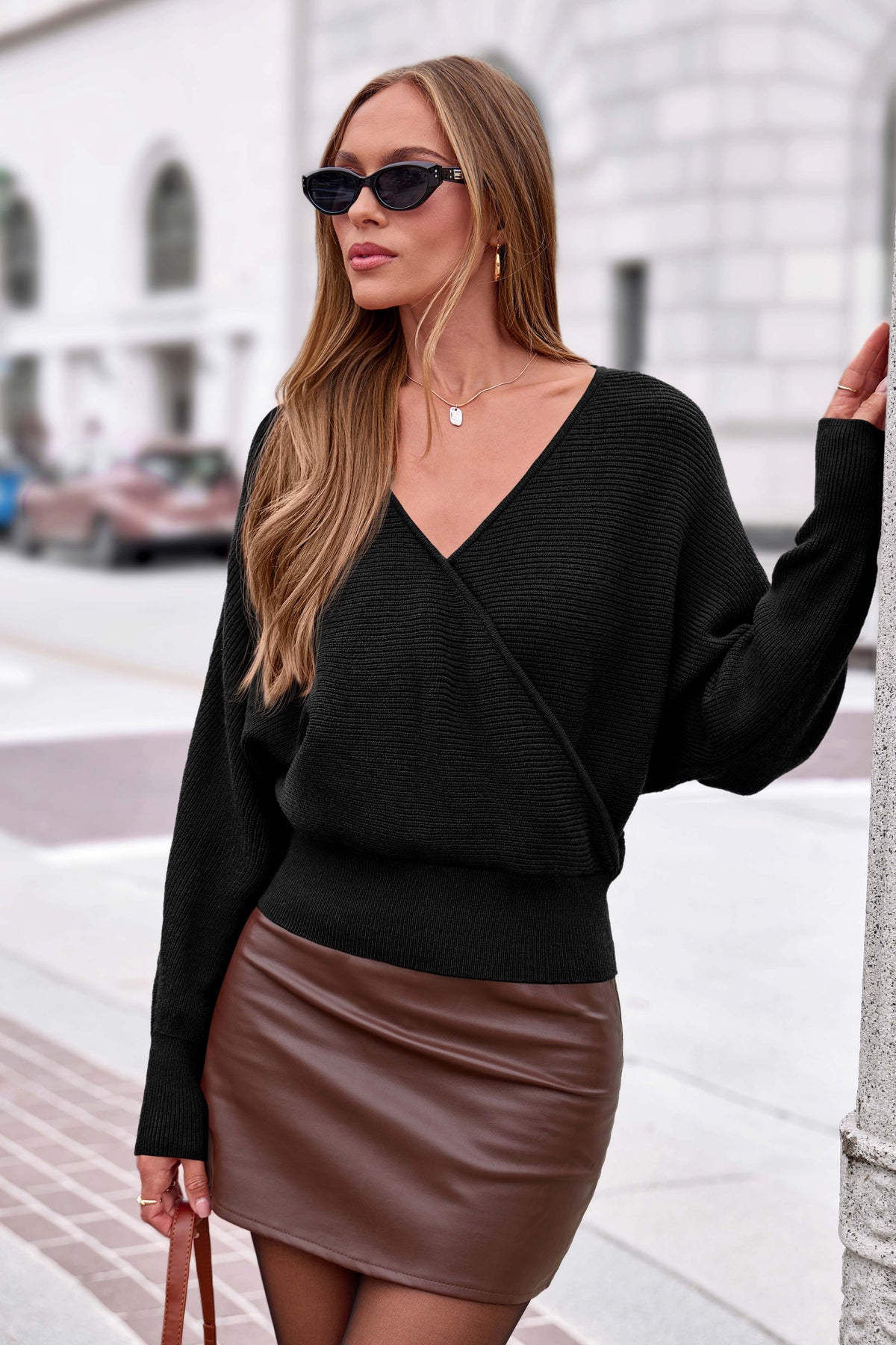 BTFBM Wrap Cross Ribbed Knit Cropped Sweaters for Women 2026 | V Neck Cozy Sweater With Safe Snap,Long Sleeve Fall Clothes Winter Clothing,Holiday Outfits Christmas Thanksgiving Halloween