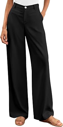BTFBM Women Wide Leg Pants High Waisted Spring 2026 Business Casual Outfits Slacks Trousers Dressy Palazzo Pants Pockets