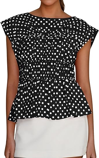 BTFBM Casual Short Sleeve Shirts Summer 2026 Going Out Tops for Women Trendy Polka Dots Work Blouses Tunics