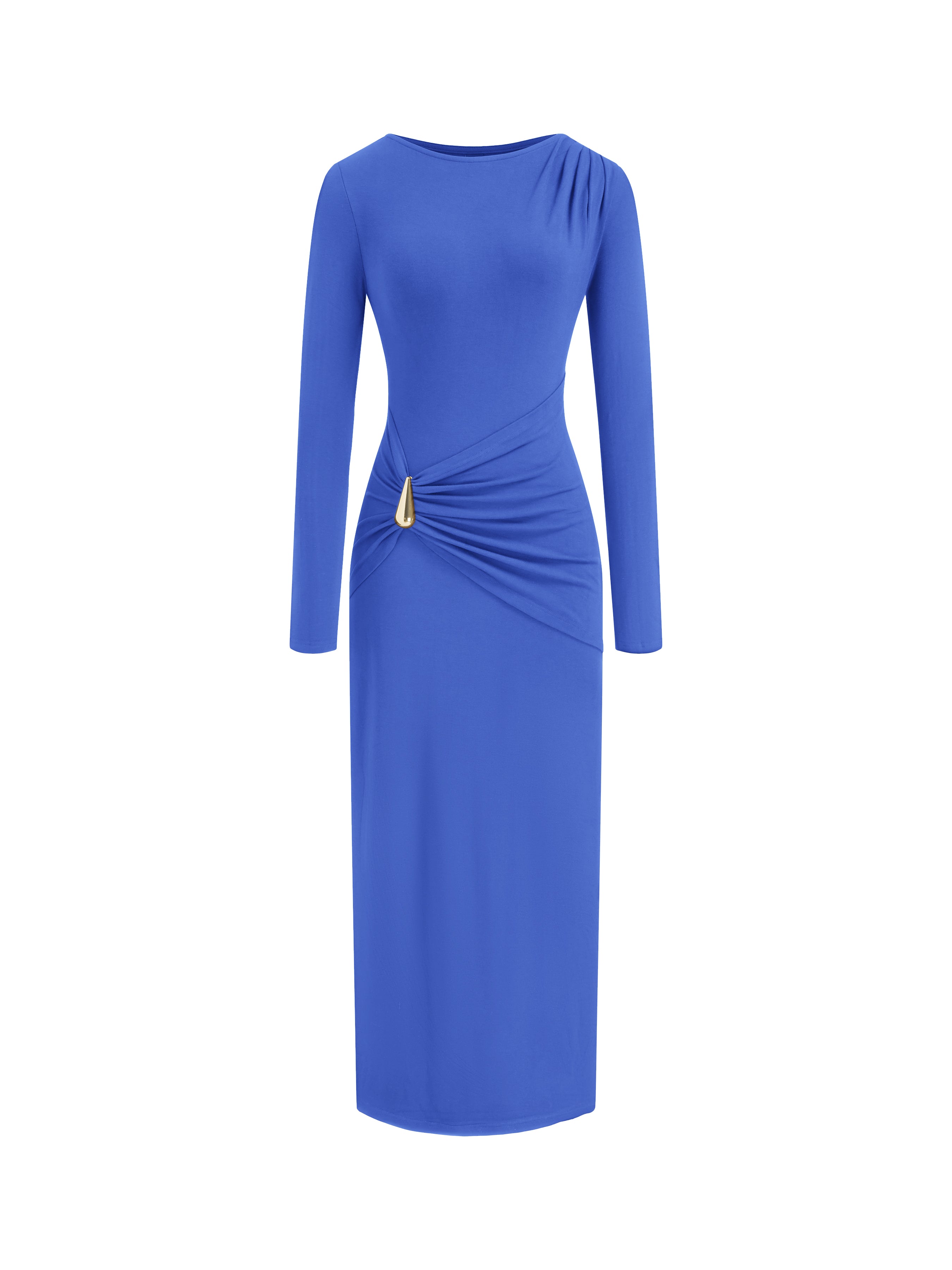 BTFBM Womens Long Sleeve Ruched Slit Maxi Wedding Guest Dress | Boat Neck, Bodycon, Semi Formal Dresses For Women Cocktail, Party, Homecoming, Date Night, Christmas, Holiday, Winter Outfits