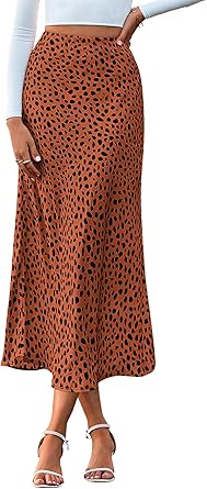 BTFBM Satin Skirts for Women 2025 Fall Winter High Waisted A-Line Leopard Print Floral Cocktail Wedding Silk Midi Skirt