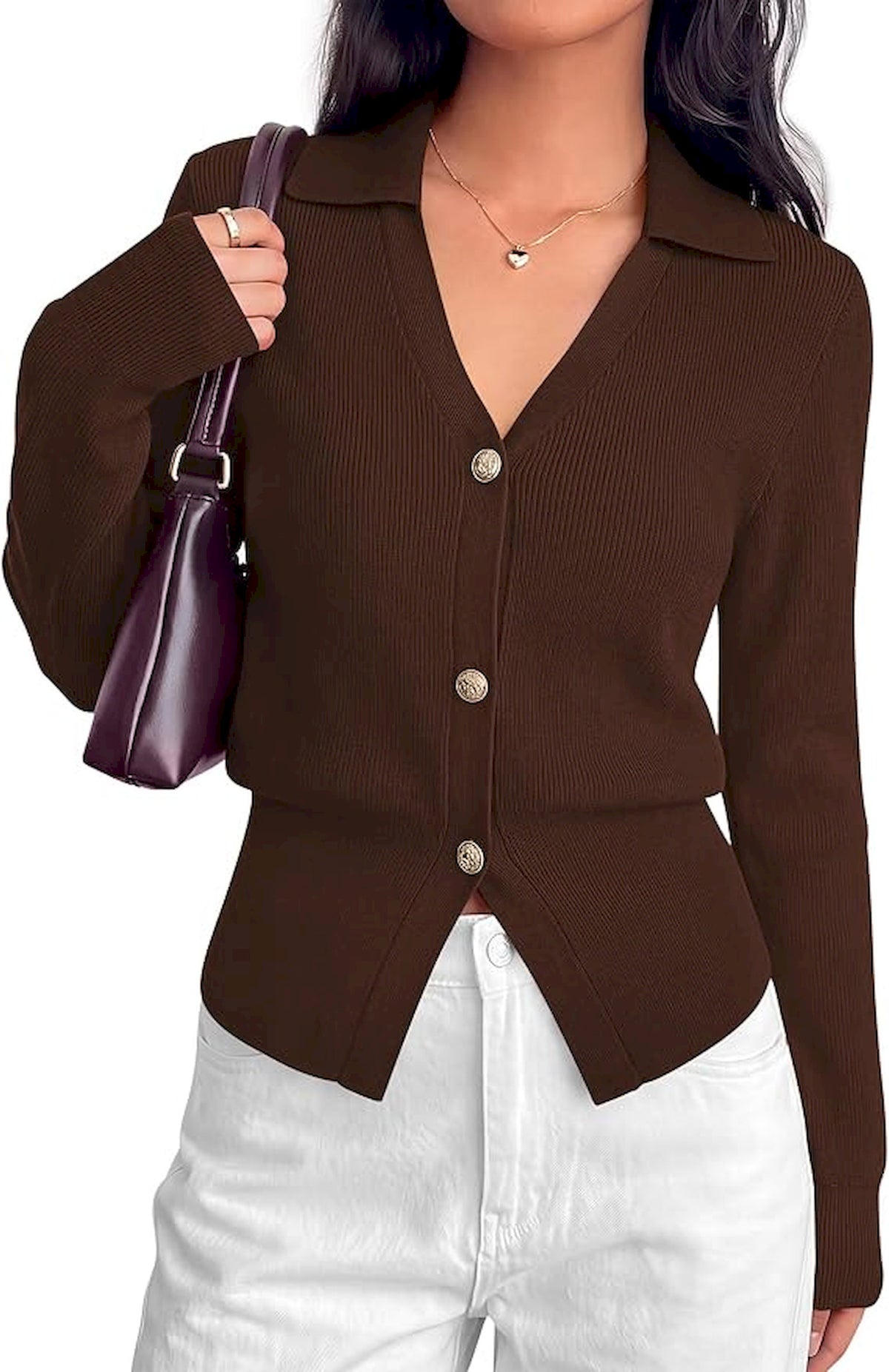 BTFBM Women Long Sleeve Lightweight Cardigans Knitted Button Down Shirts