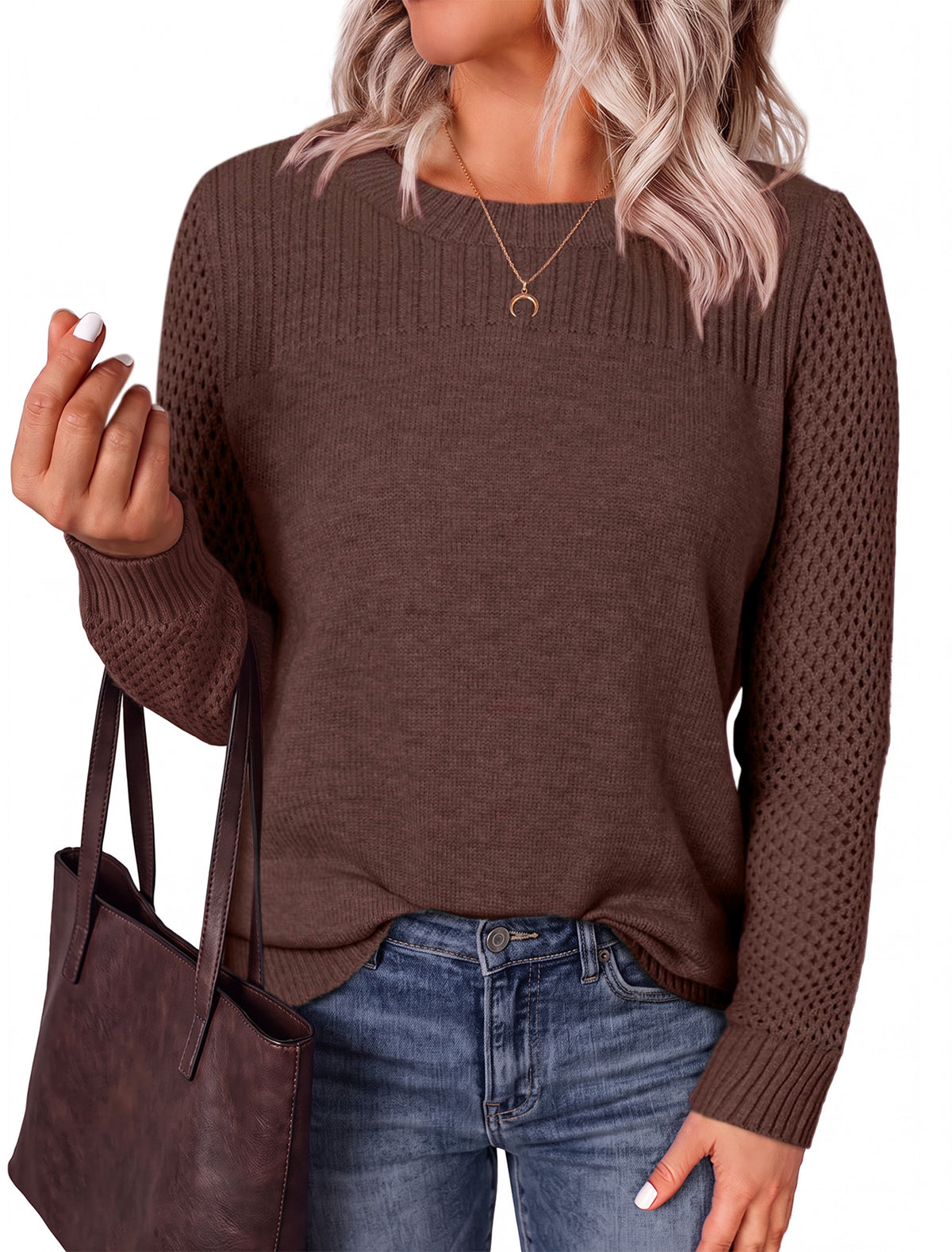 BTFBM Casual Sweaters for Women Long Sleeve Knit Sweater Tops Lightweight Pullover Clothes Fall Fashion Outfits 2026