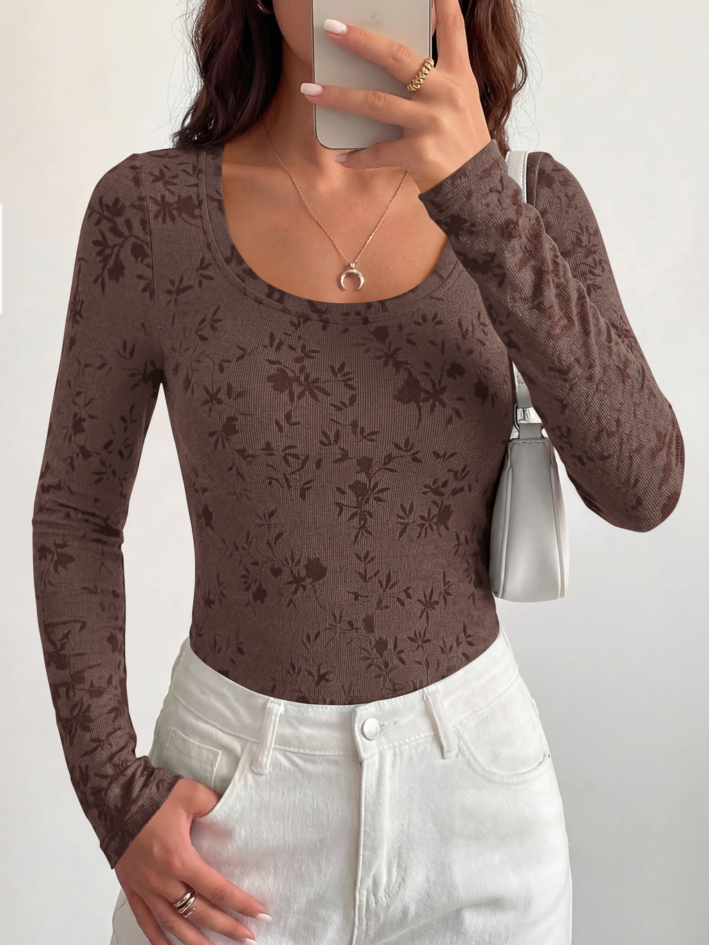 BTFBM Women's Long Sleeve Scoop Neck Shirts Floral Tops | Casual Women Fall Clothes, Ribbed Slim Fitted T-Shirts, y2k Fashion Clothing, Concert Going Out Top, Club Date Night Outfits