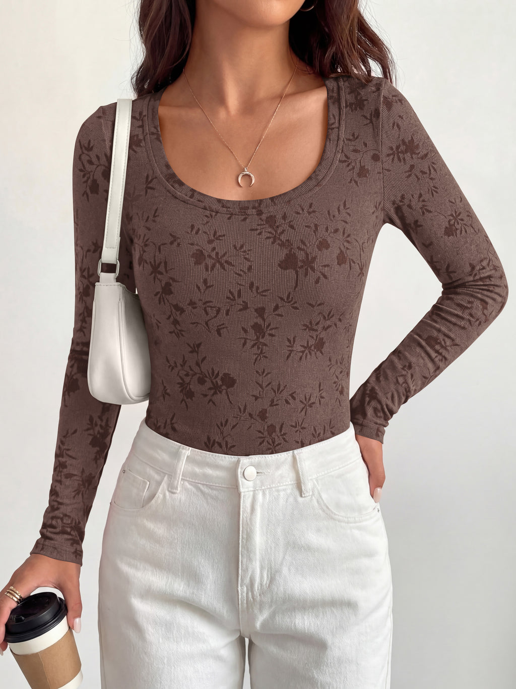 BTFBM Women's Long Sleeve Scoop Neck Shirts Floral Tops | Casual Women Fall Clothes, Ribbed Slim Fitted T-Shirts, y2k Fashion Clothing, Concert Going Out Top, Club Date Night Outfits