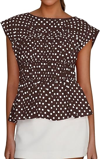 BTFBM Casual Short Sleeve Shirts Summer 2026 Going Out Tops for Women Trendy Polka Dots Work Blouses Tunics