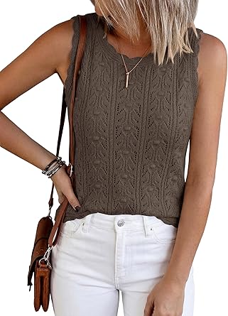 BTFBM Summer Crochet Tops for Women Sleeveless Knit Sweater Vest Tank Top Spring 2025 Cover Ups Beach Vacation Clothes