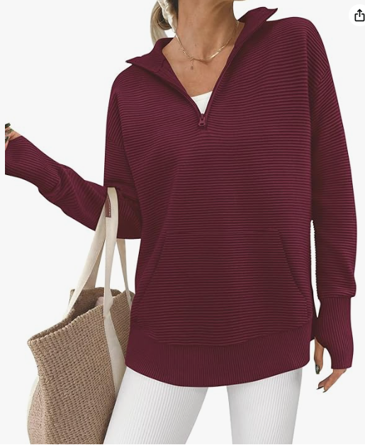 BTFBM Sweaters for Women Fall Clothes 2026 Pocket Quarter Zip Pullover V Neck Long Sleeve Knit Trendy Winter Sweater