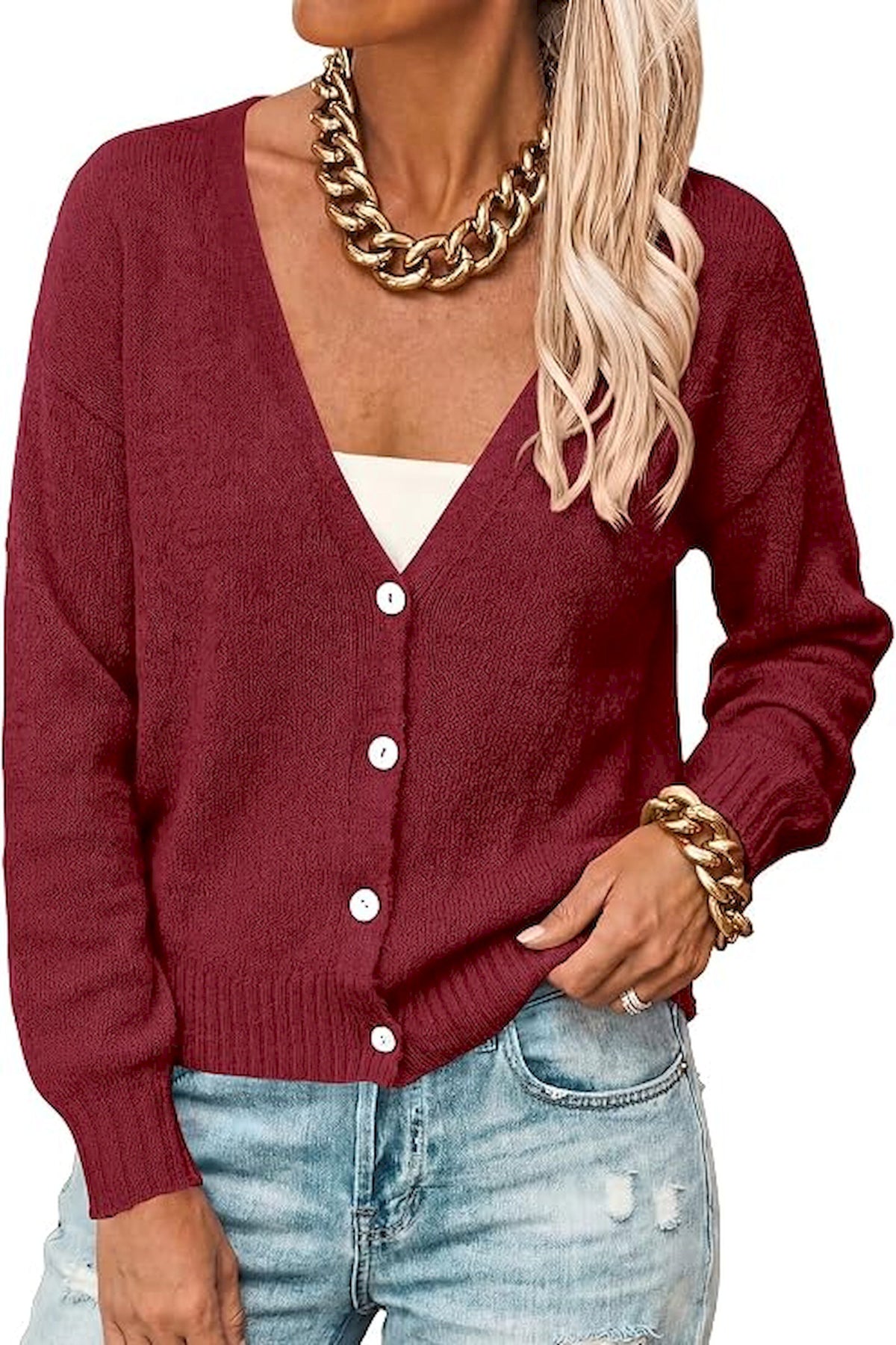 BTFBM V Neck Cardigan Sweaters for Women 2026 Fall | Long Sleeve Knit Sweater, Button Down Shrug Tops, Open Front, Lightweight Cardigans, Business Casual Outfits, Winter Clothing