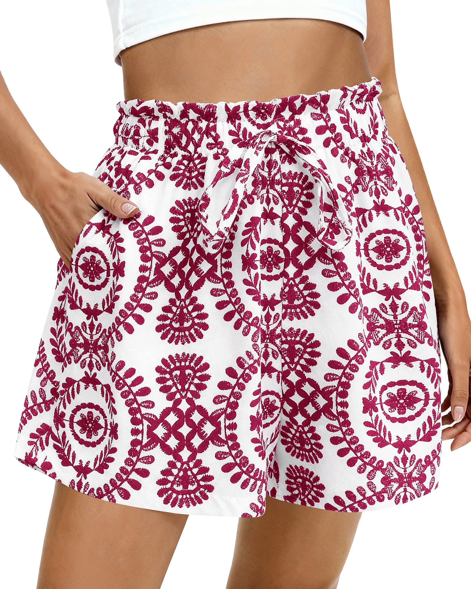 BTFBM Spring Summer Shorts for Women Dressy Casual High Waisted Wide Leg Floral Boho Shorts 2026 Beach Vacation Clothes