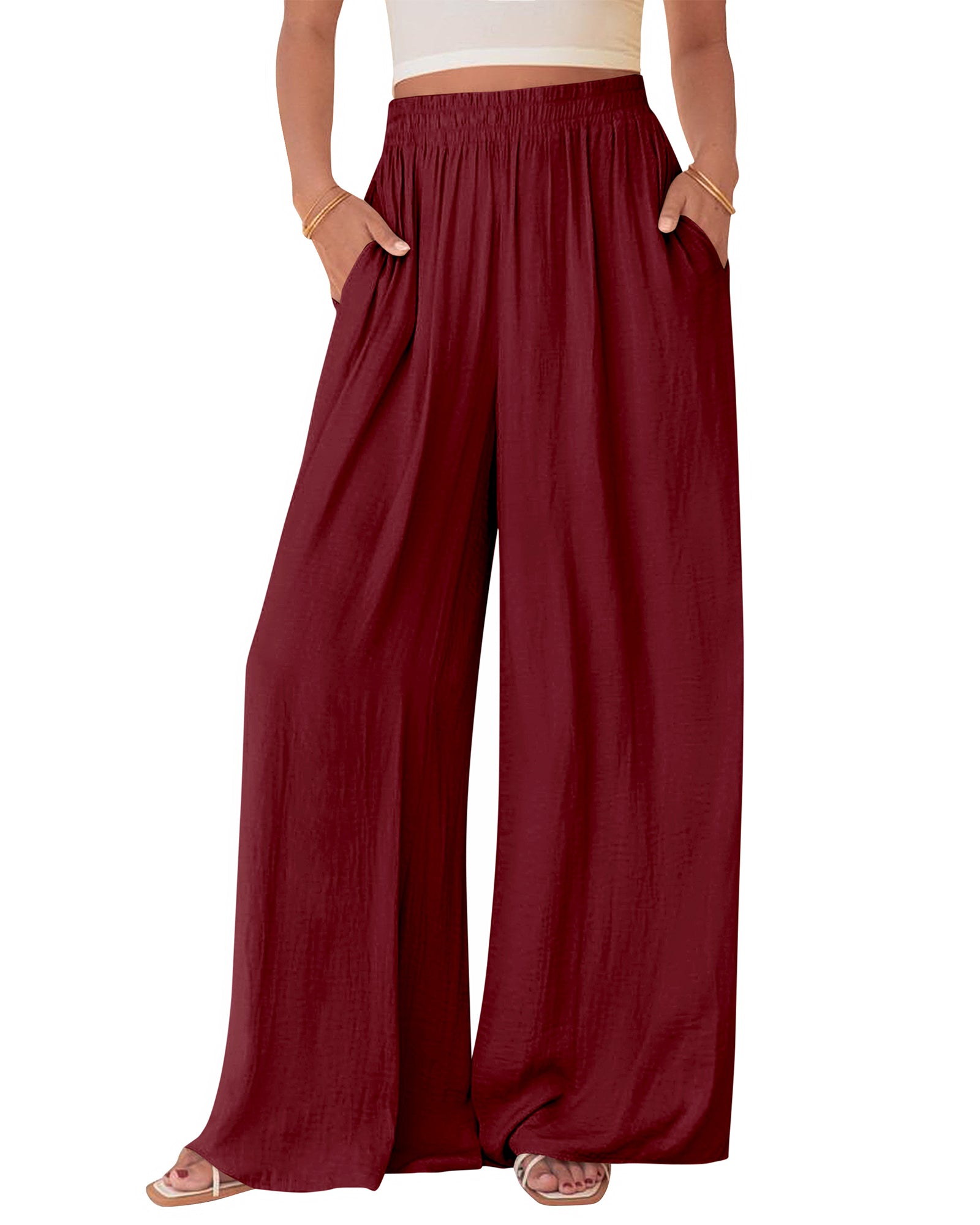 BTFBM Wide Leg Pants Woman Summer 2025 Pockets Loose Flowy Trousers Lounge Palazzo Pant Beach Vacation Clothes