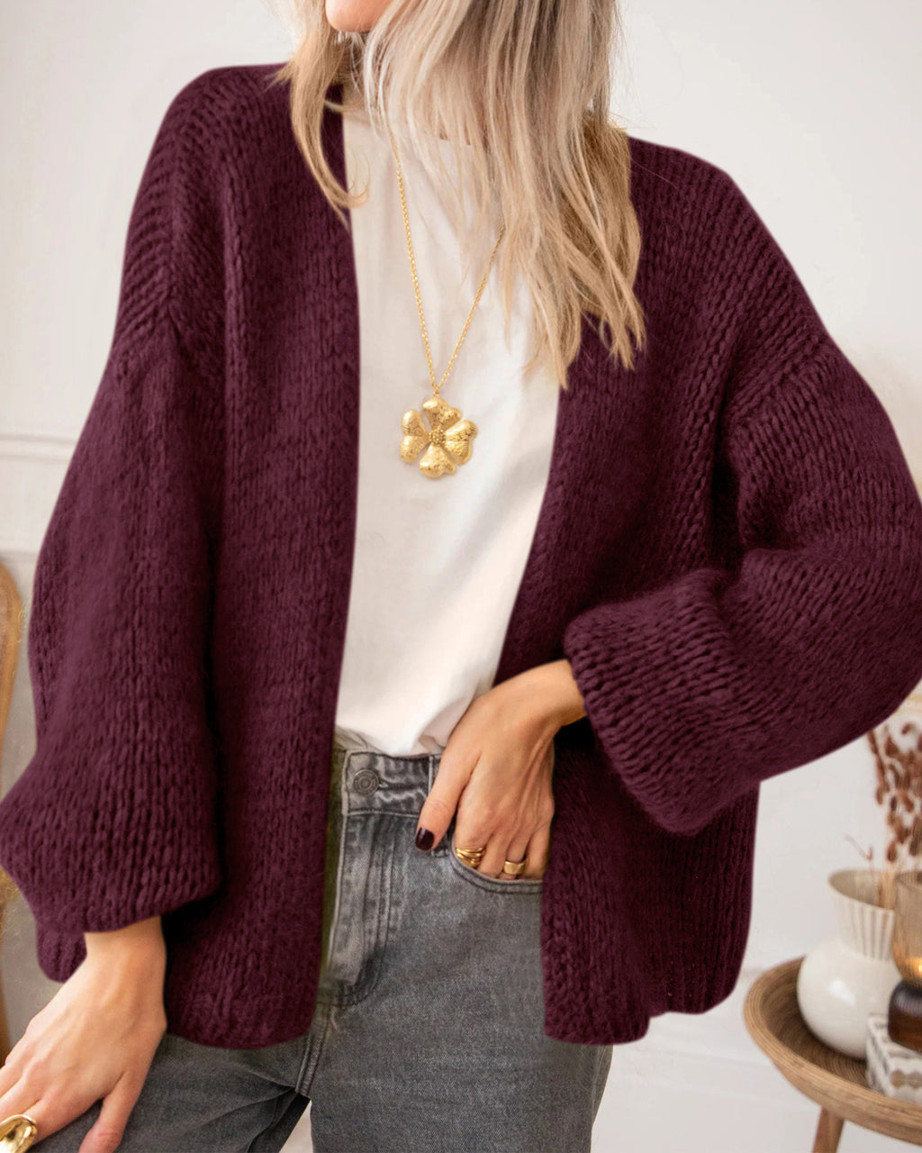 BTFBM Cardigan Sweaters for Women Fall Fashion Clothes 2026 | No Button No Pocket Design, Chunky Knit Open Front Cardigans, Ribbed Cuff Long Sleeve Sweater, Loose Winter Coat Clothing