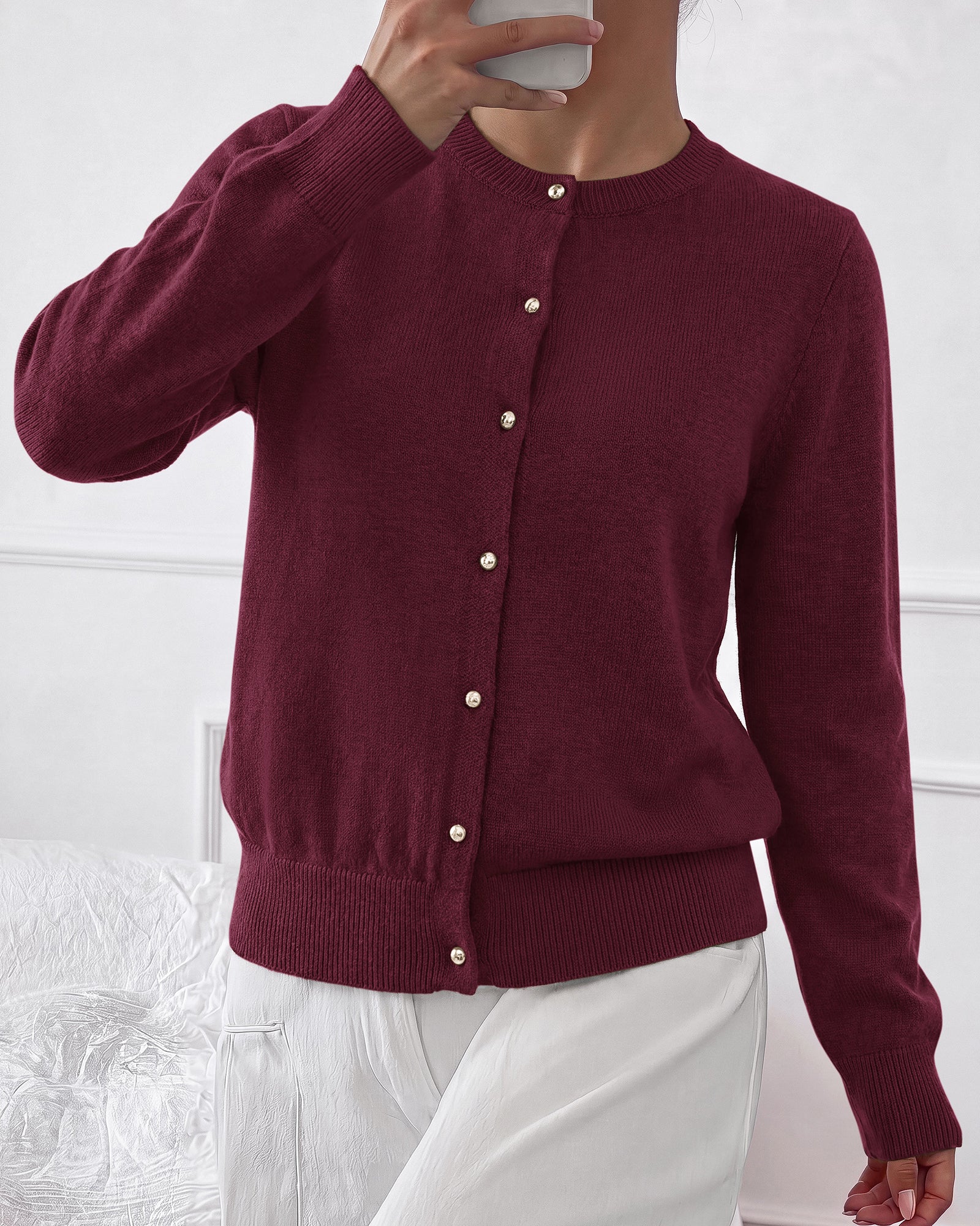 BTFBM Button Cardigan Sweaters for Women Fall Clothes 2026  Ribbed Knit Open Front Cardigan, Long Sleeve Sweater, Cozy Soft Stretchy Outerwear, Relaxed Fit, 2026 Trendy Winter Outfits