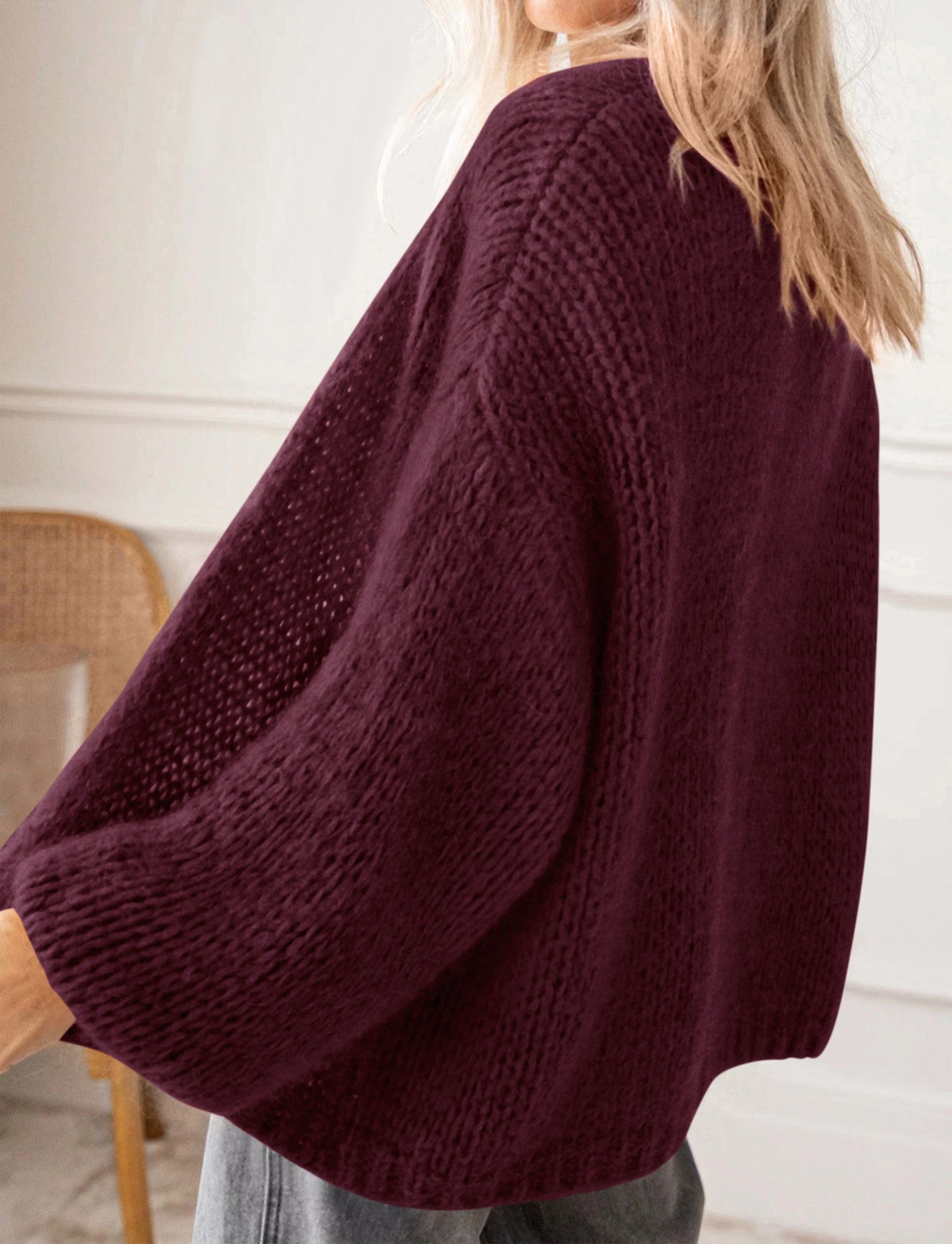 BTFBM Cardigan Sweaters for Women Fall Fashion Clothes 2026 | No Button No Pocket Design, Chunky Knit Open Front Cardigans, Ribbed Cuff Long Sleeve Sweater, Loose Winter Coat Clothing