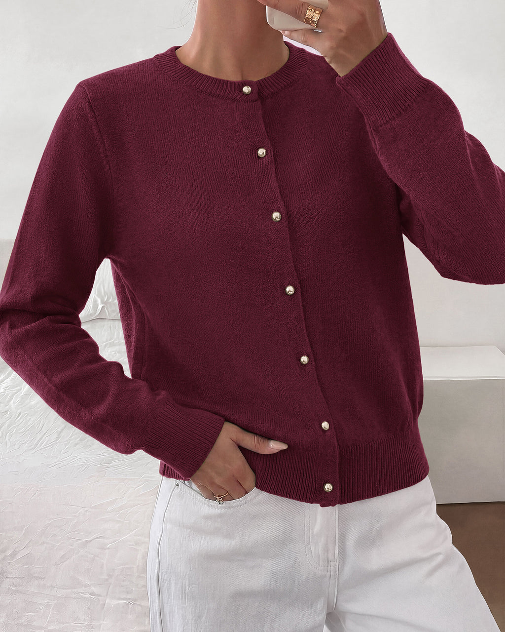BTFBM Button Cardigan Sweaters for Women Fall Clothes 2026  Ribbed Knit Open Front Cardigan, Long Sleeve Sweater, Cozy Soft Stretchy Outerwear, Relaxed Fit, 2026 Trendy Winter Outfits