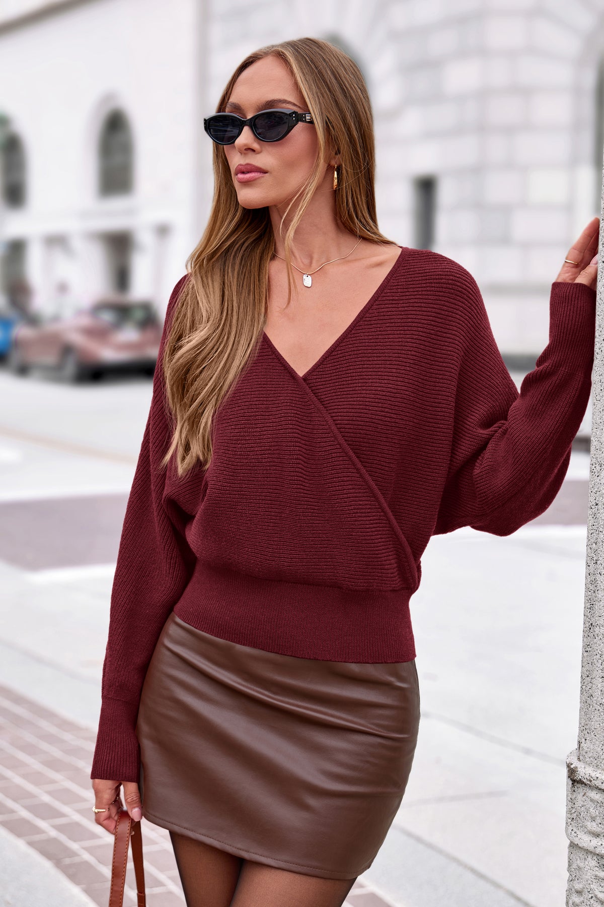 BTFBM Wrap Cross Ribbed Knit Cropped Sweaters for Women 2026 | V Neck Cozy Sweater With Safe Snap,Long Sleeve Fall Clothes Winter Clothing,Holiday Outfits Christmas Thanksgiving Halloween
