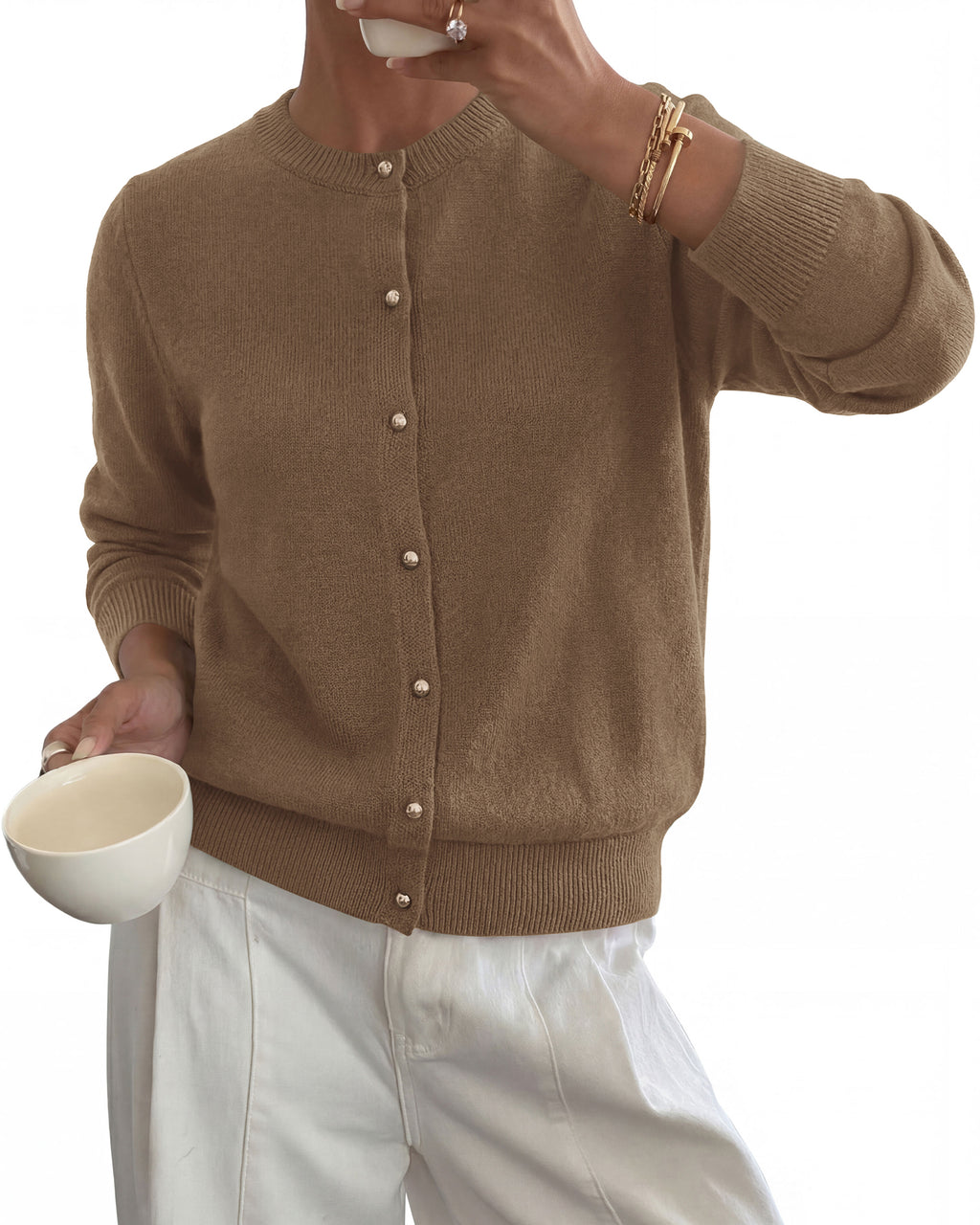 BTFBM Button Cardigan Sweaters for Women Fall Clothes 2026  Ribbed Knit Open Front Cardigan, Long Sleeve Sweater, Cozy Soft Stretchy Outerwear, Relaxed Fit, 2026 Trendy Winter Outfits
