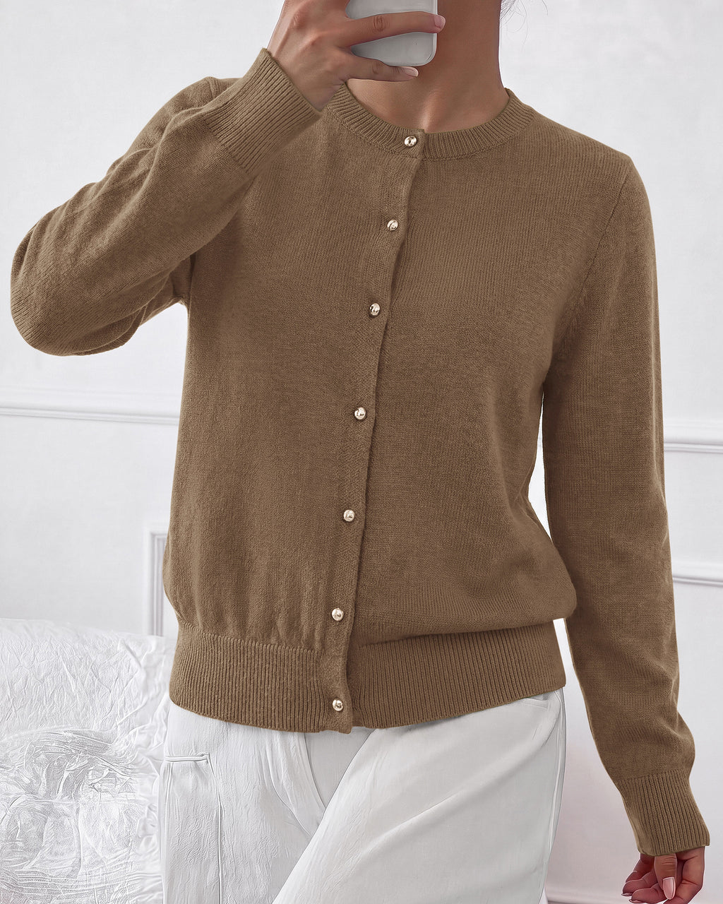 BTFBM Button Cardigan Sweaters for Women Fall Clothes 2026  Ribbed Knit Open Front Cardigan, Long Sleeve Sweater, Cozy Soft Stretchy Outerwear, Relaxed Fit, 2026 Trendy Winter Outfits