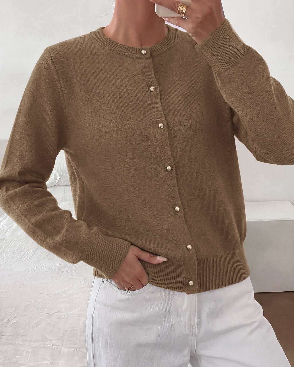 BTFBM Button Cardigan Sweaters for Women Fall Clothes 2026  Ribbed Knit Open Front Cardigan, Long Sleeve Sweater, Cozy Soft Stretchy Outerwear, Relaxed Fit, 2026 Trendy Winter Outfits