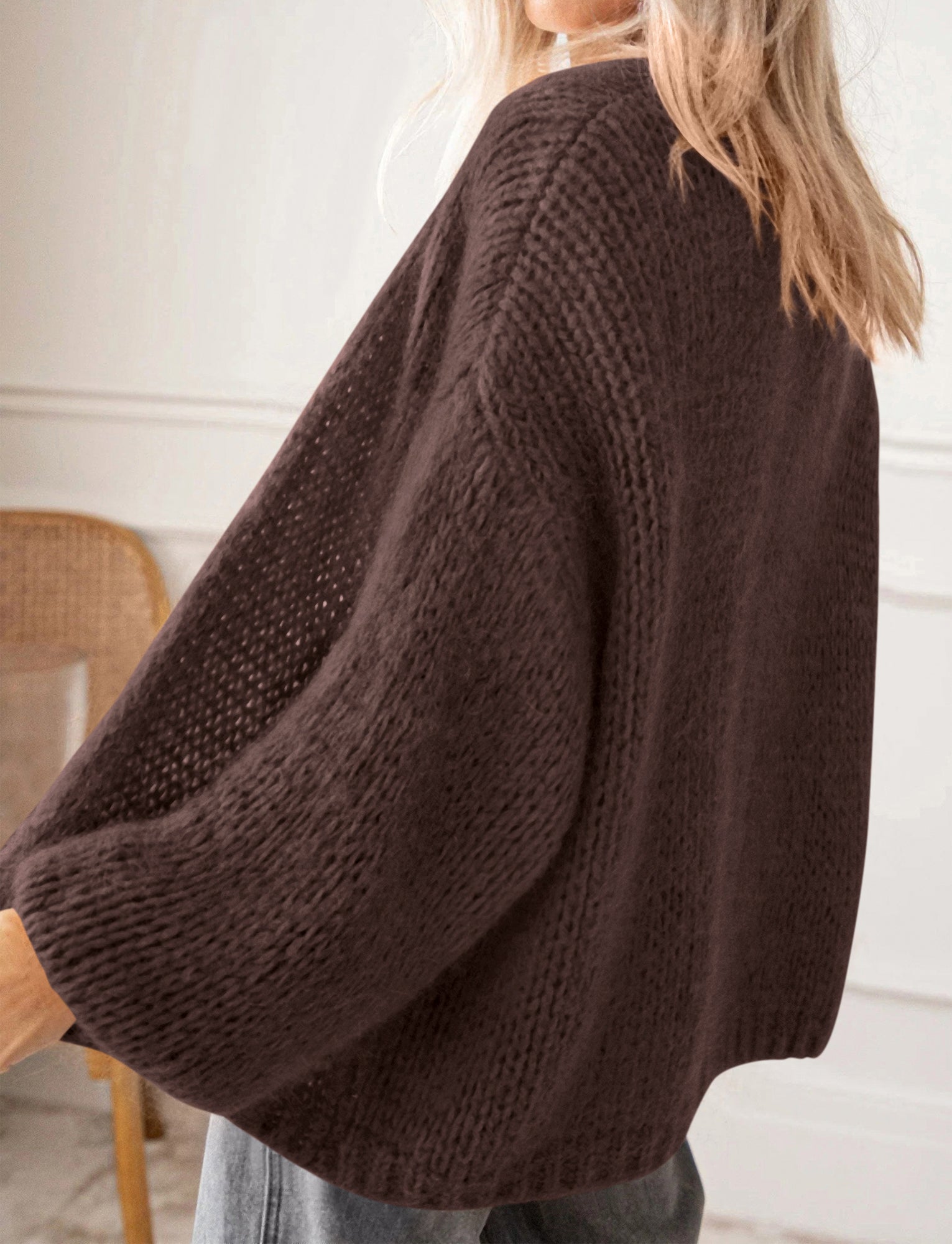 BTFBM Cardigan Sweaters for Women Fall Fashion Clothes 2026 | No Button No Pocket Design, Chunky Knit Open Front Cardigans, Ribbed Cuff Long Sleeve Sweater, Loose Winter Coat Clothing