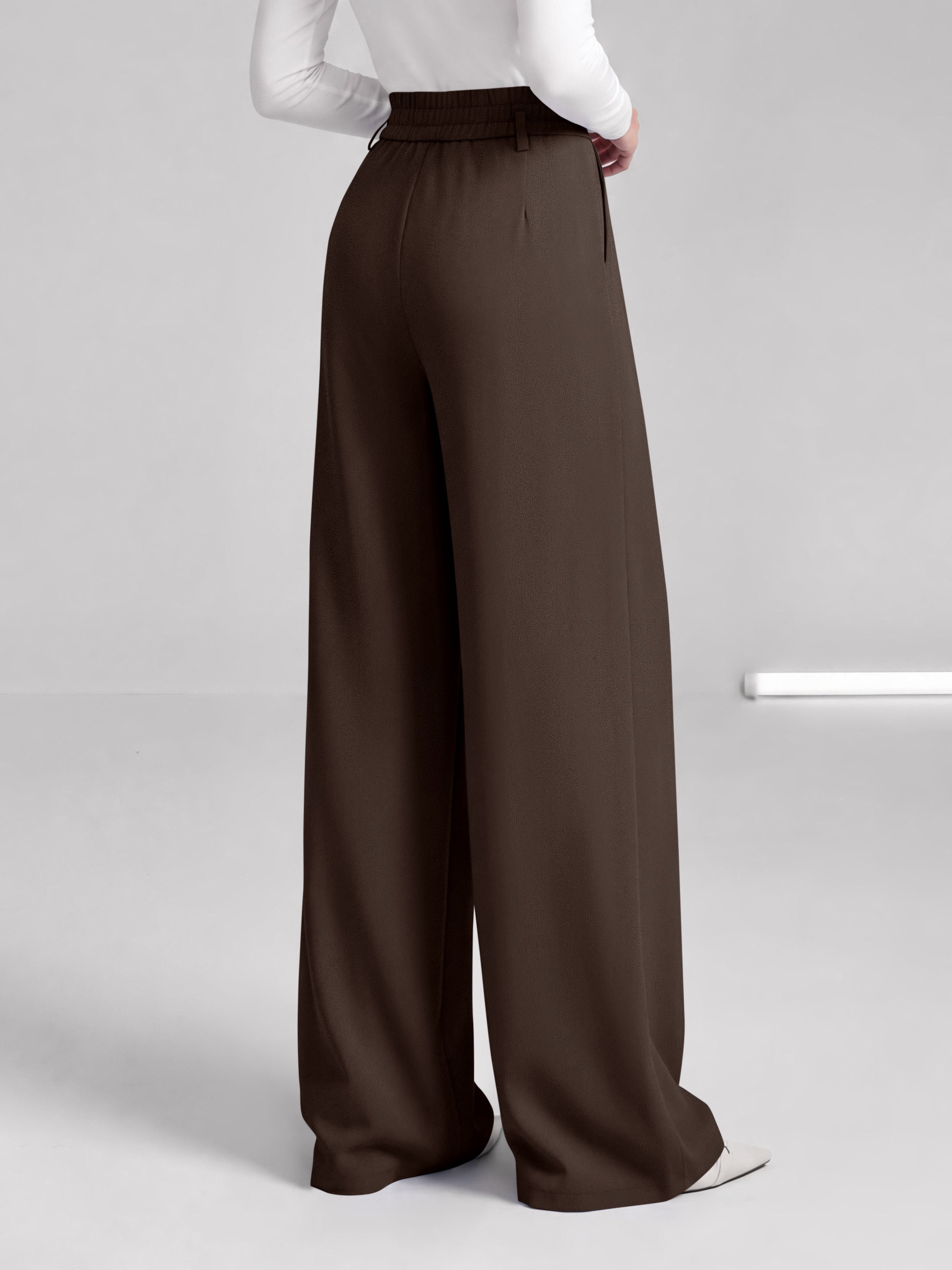 BTFBM Wide Leg Dress Pants Women Business Casual Outfits | Elastic High Waisted Palazzo Pants, Button Zip Up Closure, Pleated Office Work Trousers With Pockets, Fall Fashion 2026