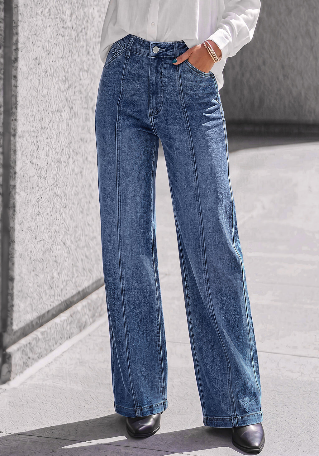 BTFBM Front Seam Stretchy Wide Straight Leg Jeans for Women Trendy 2026