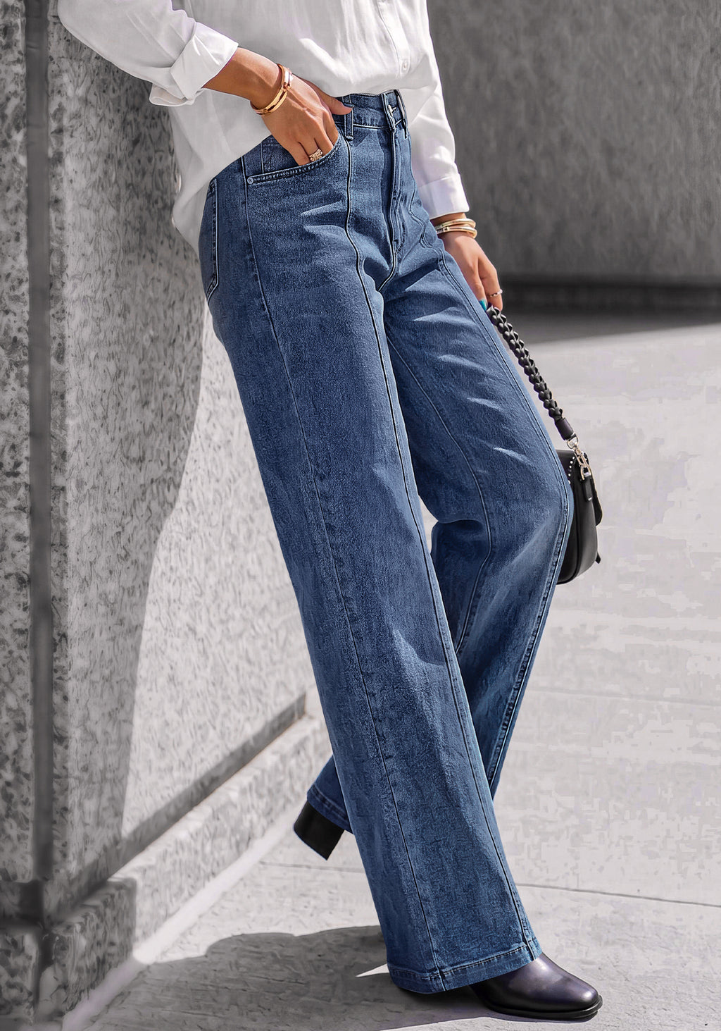 BTFBM Front Seam Stretchy Wide Straight Leg Jeans for Women Trendy 2026