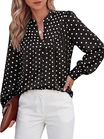 BTFBM Womens Tops Dressy Casual Spring 2026 Boho Floral V Neck Long Sleeve Half Button Down Shirt Work Business Blouses