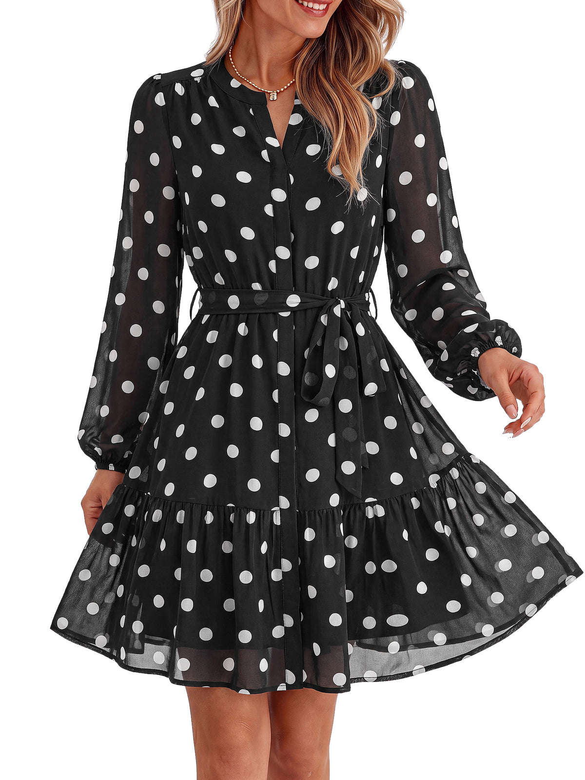 BTFBM Womens Dresses Fall Chiffon Floral V Neck Long Sleeve Mini Dress  | Hidden Button Down, Flowy A Line Boho Casual Dress, Fashion Clothing 2026, Cocktail Party Holiday Wedding Guest Dresses