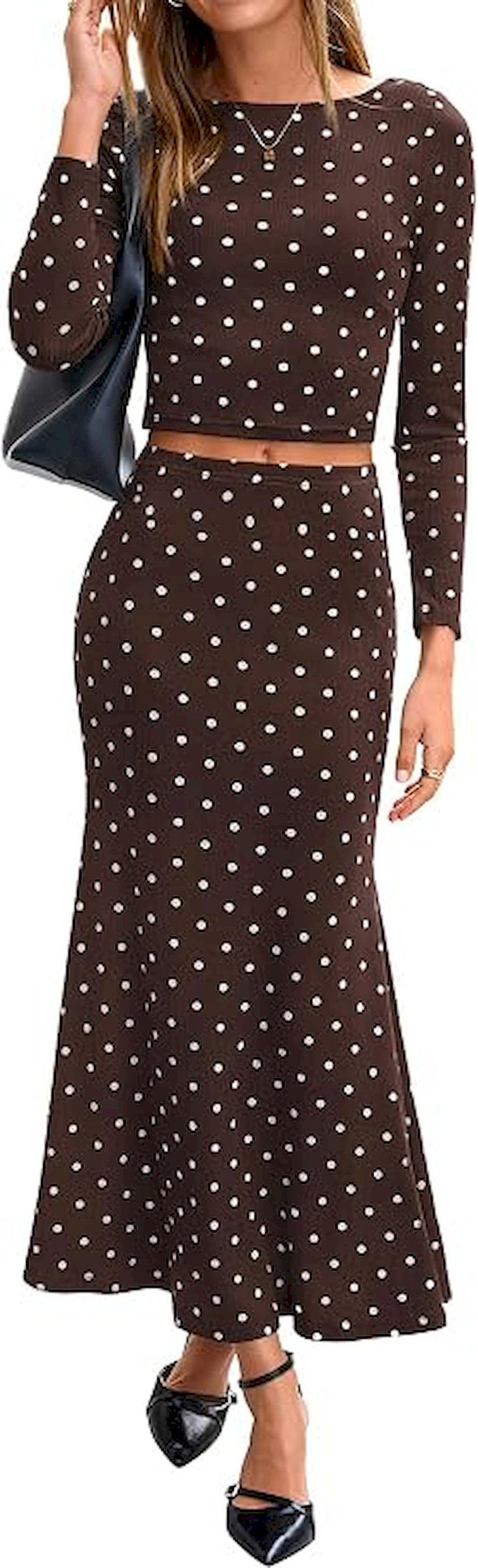 BTFBM Polka Dot Skirt Matching Sets Women Clothing Fall 2 Piece Outfits
