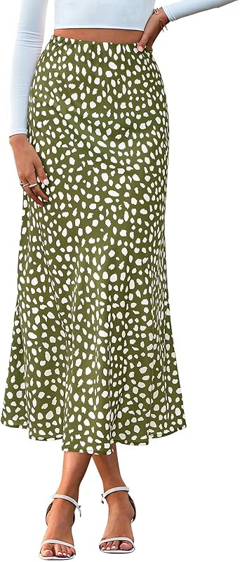 BTFBM Satin Skirts for Women 2025 Fall Winter High Waisted A-Line Leopard Print Floral Cocktail Wedding Silk Midi Skirt