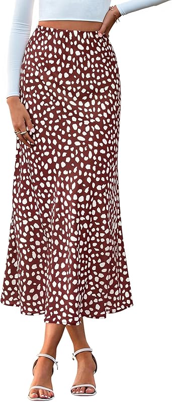 BTFBM Satin Skirts for Women 2025 Fall Winter High Waisted A-Line Leopard Print Floral Cocktail Wedding Silk Midi Skirt