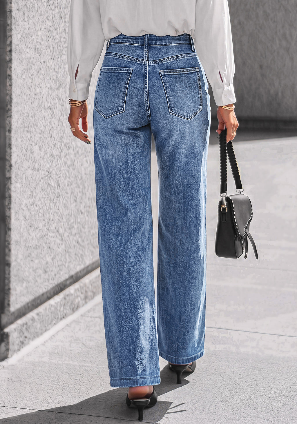 BTFBM Front Seam Stretchy Wide Straight Leg Jeans for Women Trendy 2026