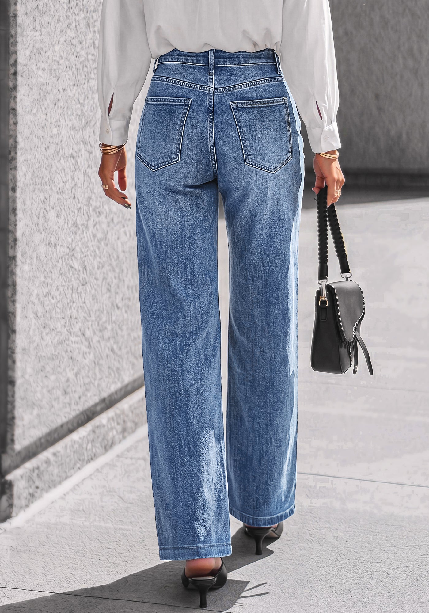 BTFBM Front Seam Stretchy Wide Straight Leg Jeans for Women Trendy 2026
