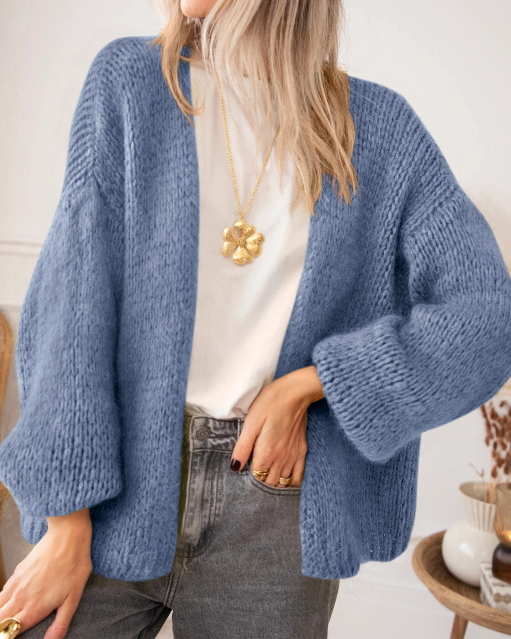 BTFBM Cardigan Sweaters for Women Fall Fashion Clothes 2026 | No Button No Pocket Design, Chunky Knit Open Front Cardigans, Ribbed Cuff Long Sleeve Sweater, Loose Winter Coat Clothing