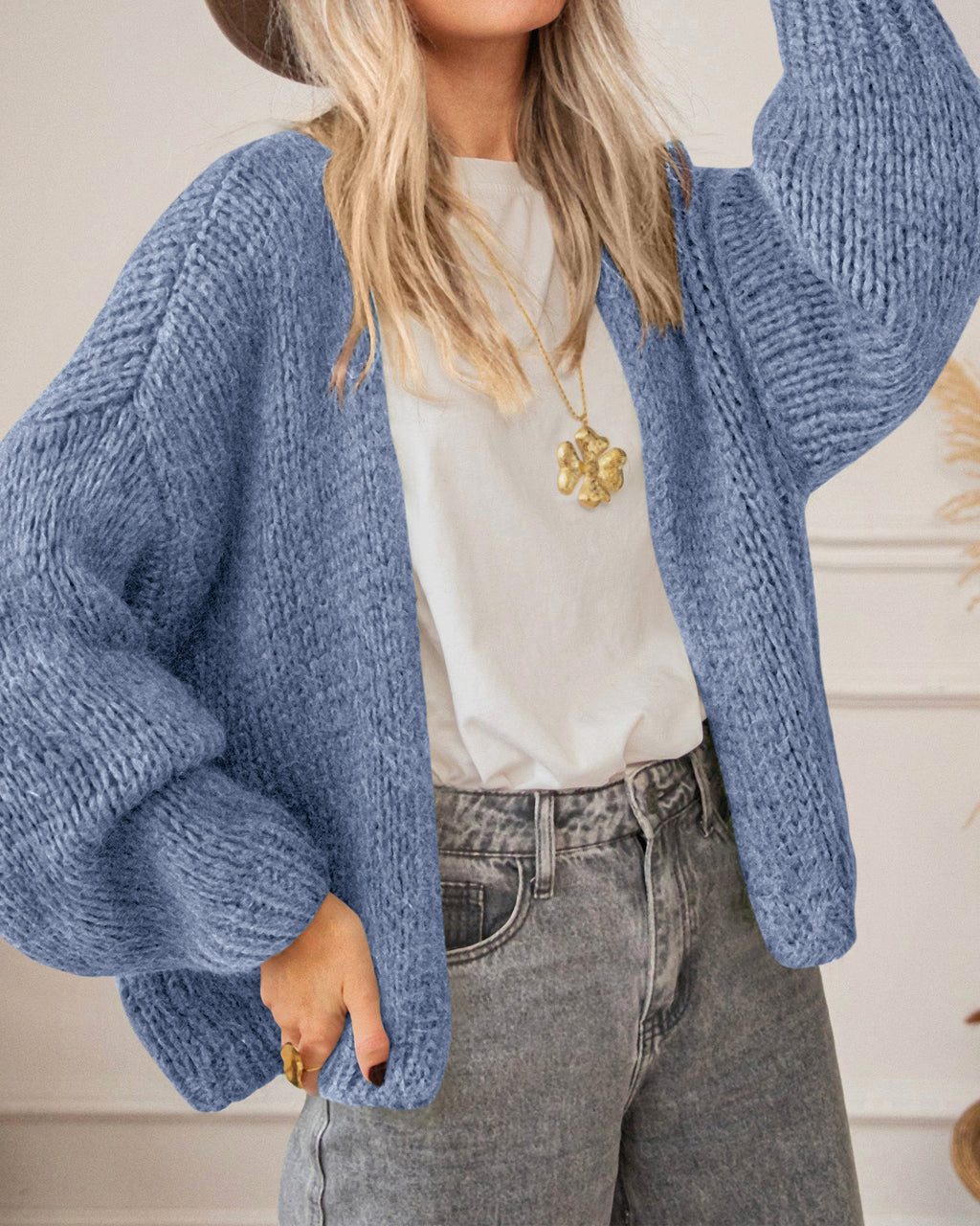 BTFBM Cardigan Sweaters for Women Fall Fashion Clothes 2026 | No Button No Pocket Design, Chunky Knit Open Front Cardigans, Ribbed Cuff Long Sleeve Sweater, Loose Winter Coat Clothing