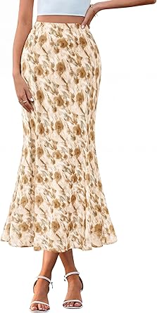 BTFBM Satin Skirts for Women 2025 Fall Winter High Waisted A-Line Leopard Print Floral Cocktail Wedding Silk Midi Skirt