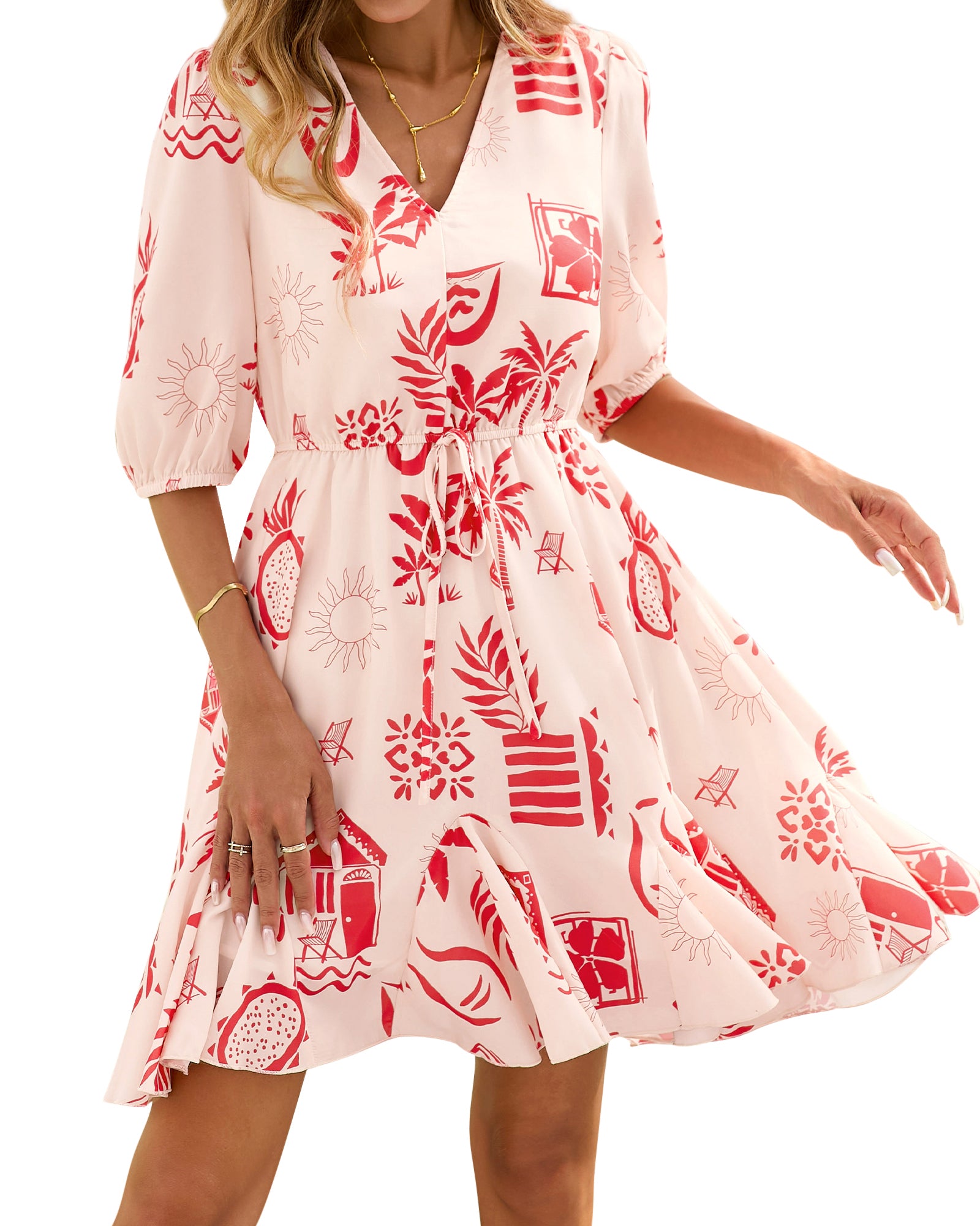 BTFBM Women Summer Spring Floral Boho Dress 2026 V Neck Short Sleeve Ruffle Beach Vacation Clothes Wedding Guest Dresses