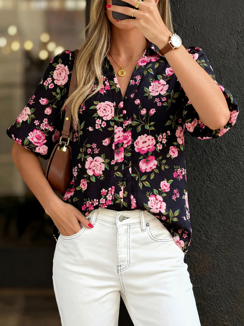 BTFBM Womens Tops Summer Button Down Shirts Casual Short Sleeve V Neck Floral Boho Business Blouses Vacation Outfits