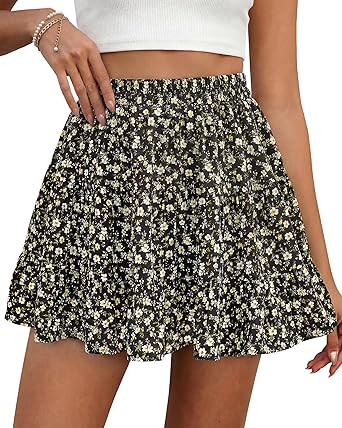 BTFBM Summer Skirts for Women 2026 High Waist Flowy Shorts Underneath Boho Tiered Floral Tennis Skorts Casual Mini Skirt