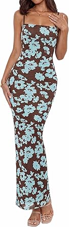 BTFBM Womens Maxi Dress 2026 Spring Floral Sexy Spaghetti Straps Sleeveless Bodycon Summer Beach Wedding Guest Dresses