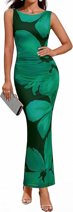 BTFBM Women Floral Cocktail Wedding Guest Dress Summer Spring 2026 Twist Strap Bodycon Mesh Beach Vacation Maxi Dresses