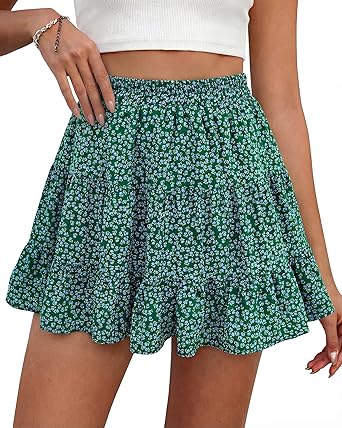 BTFBM Summer Skirts for Women 2026 High Waist Flowy Shorts Underneath Boho Tiered Floral Tennis Skorts Casual Mini Skirt