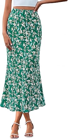 BTFBM Satin Skirts for Women 2025 Fall Winter High Waisted A-Line Leopard Print Floral Cocktail Wedding Silk Midi Skirt