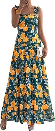 BTFBM Dresses for Women Summer 2026 Formal Sleeveless Smocked Floral Long Wedding Guest Dress Party Spring
